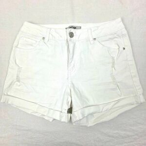 Refuge White Distressed Denim Shorts Women 4